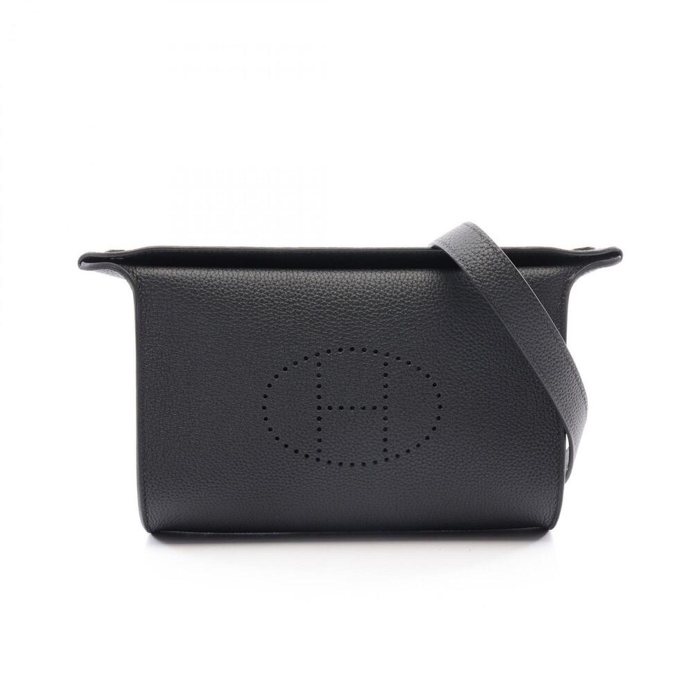 Hermes HERMES Vid Poche Shoulder Bag Handbag Togo Leather Women's Black